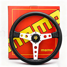 Momo Prototipo Steering Wheel Heritage Silver Genuine Leather 350mm Brand New