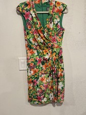 Vince Camuto Floral Lined Stretch Sleeveless Faux Wrap Dress Size 8