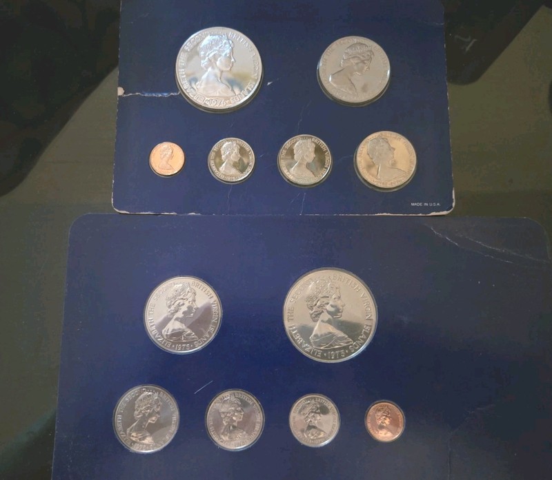 1976 British Virgin Islands Silver Proof Set Plus 1975 Uncirculated Specimen Set