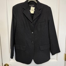 Banana Republic Wool Blazer Womens 10 Charcoal Gray Three Button New With Tags