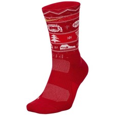 Nike Elite Basketball Crew Socks Youth Size 3-5 Christmas Holiday Red Large NEW