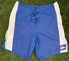 Vintage Y2K Quicksilver Board Shorts Beach Surf Blue Swim Trunks Mens Size 32