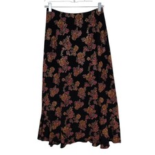 Vintage Floral Maxi Skirt Womens Size 8 Black Whimsigoth Grunge Romantic Goth