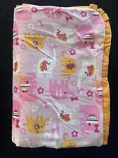 Carter's White Pink Orange Elephant Bows Flowers Baby Blanket