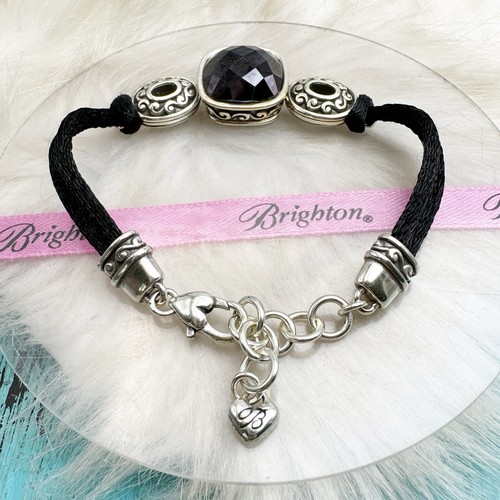 Brighton "Venus Rising" Smoky Gray Crystal Black Satin Cord Bracelet - Picture 8 of 8