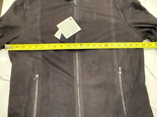 Goat Suede Racer Jacket Custom Made in Italy Chocolate Brown NWT image 3
