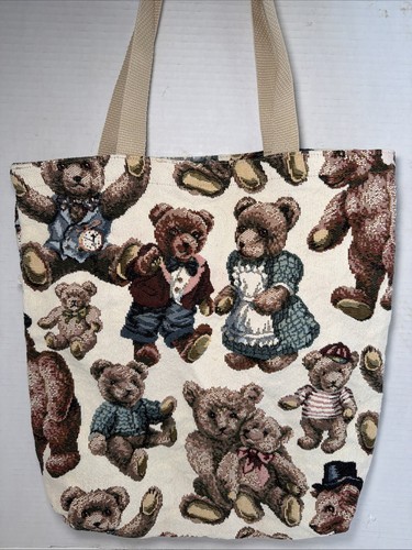 Vintage Tapestry Country Bears Shoulder Bag Purse Tote