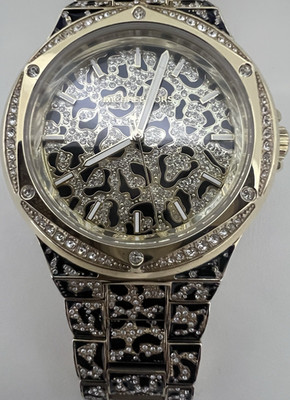 SELTEN! Michael Kors Damen Armbanduhr MK7284 Edelstahl Gold Strass Leomuster