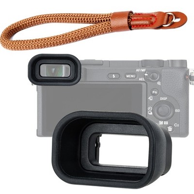 JJC Kiwifotos Large Silica Eyecup Eyepiece Sony a6400 a6500 a6600 +Hand Strap