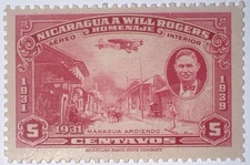 Travelstamps: 1939 Nicaragua Stamps Sc#C240, Will Rogers Airfield Airplane MNH