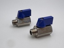 1/4" Stainless Steel PN63 Mini Ball Valve - Female to Male NPT 2 Pack