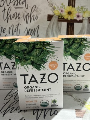TAZO Herbal Tea, Organic Refresh Mint; Count 16 Tea Bags ; Exp 03/27