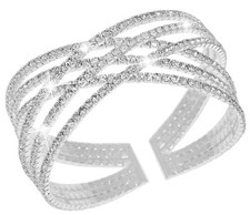 Rhinestone Bracelet for Women Silver Multilayer Cuff Bracelet Craystal Braidal B