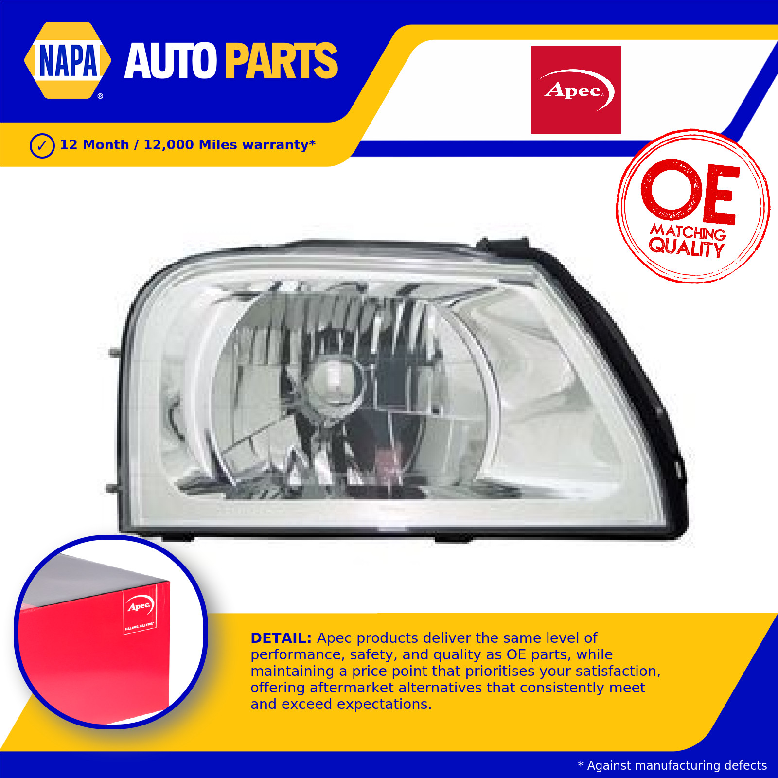 Headlight Headlamp Right ALH2002 Apec Genuine Top Quality Guaranteed New