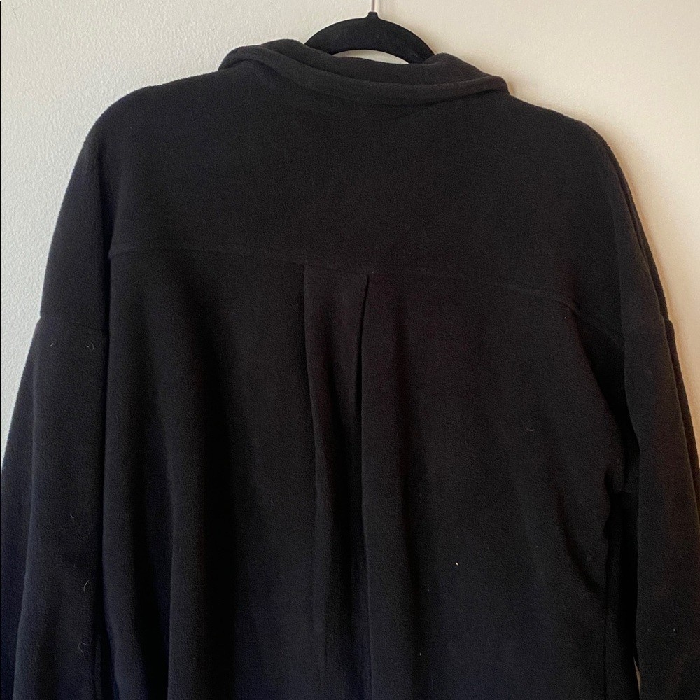 Fleece Black Button Down Overshirt Jacket Size L … - image 5