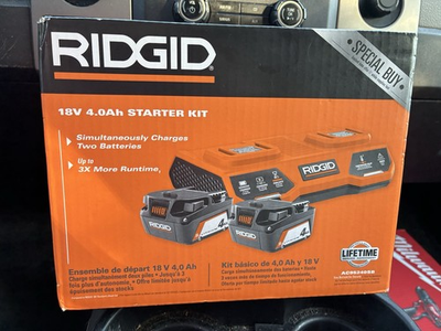 #ad Ridgid 18V 6Ah amp; 4Ah MAX Li Ion Output Battery Charger Kit Black AC840060SB1 $90.00