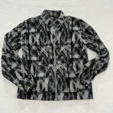 Eddie Bauer Fleece Jacket Kids L 14/16 Gray Geometric Full Zip Pockets Warm