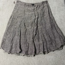 EILEEN FISHER 100 LINEN SEAMED SKIRT IN CLOVE, SZ LARGE