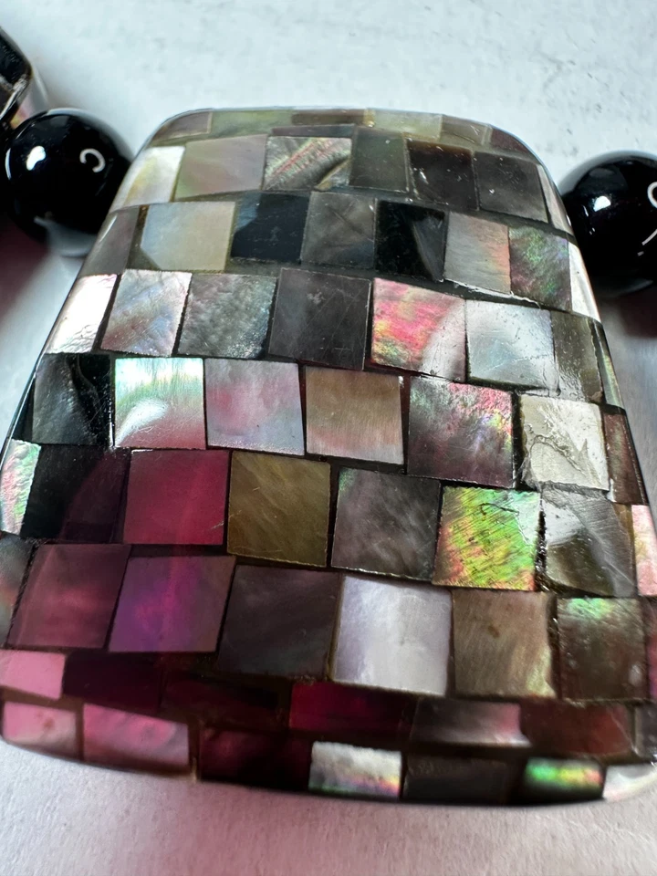 Collar Jay King Desert Rose Trading Negro Mosaico Piedra Colgante Concha de Ónix Foto 3 de 4