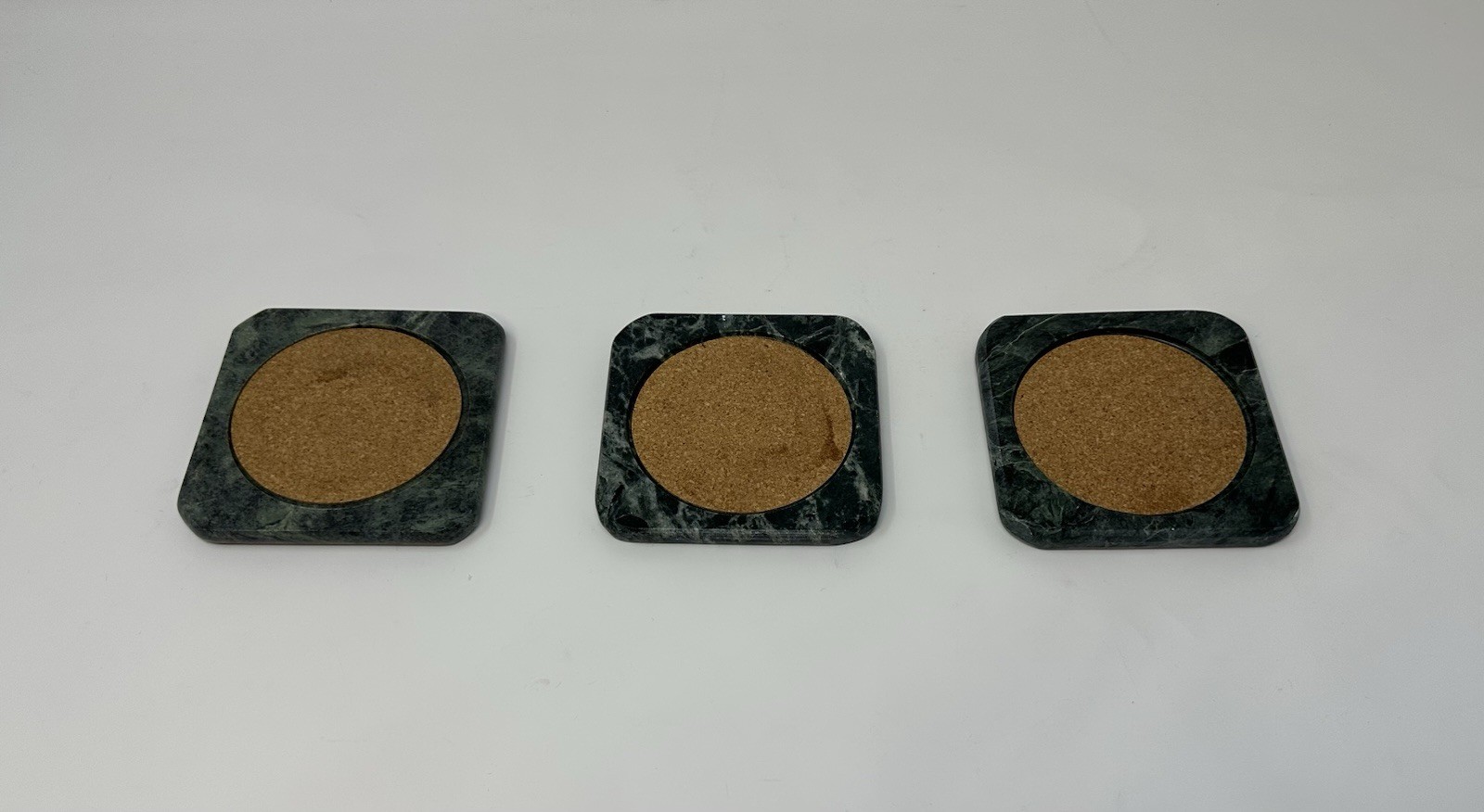 Green marble & cork wine bottle coaster 3 Total Heavy Vintag