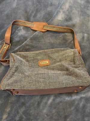 Vintage  SAMSONITE  BROWN TWEED Carry-On LUGGAGE Shoulder Bag 