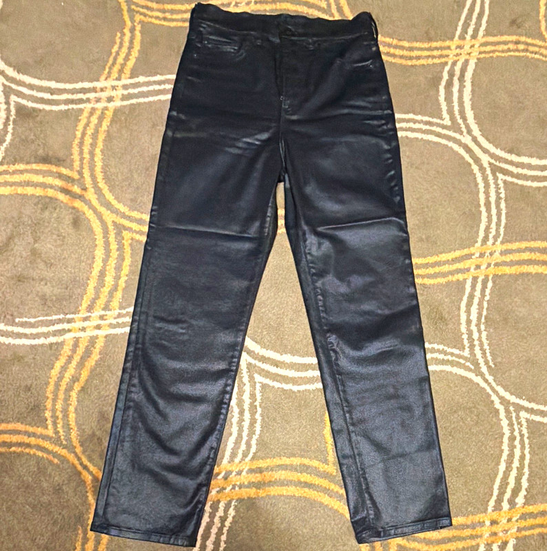 Express Women’s Slim High-Rise Black Faux Leather Skinny Pants Pockets 28"