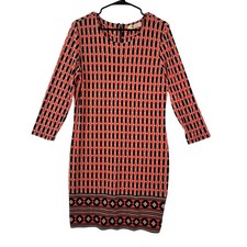 Michael Michael Kors Geometric Mod Print Sheath Dress Coral Black Size 8