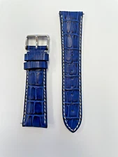 24mm Royal Blue Genuine Leather Watch Band - USA