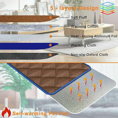 Pet Thermal Mat Self Warming Heating Hot Pad Mat for Pets Cat Dog Bed Non-slip - Picture 6 of 25