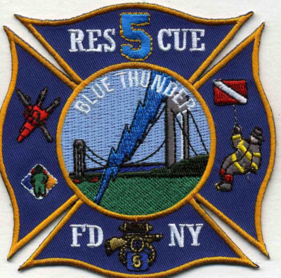 New York City  RESCUE - 5 ''Blue Thunder new style'' (4'' X 4'' size) fire patch