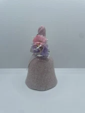 Avon 1991 Spring Chimes Pink Porcelain Dinner Bell with Ribbon Silk Flowers