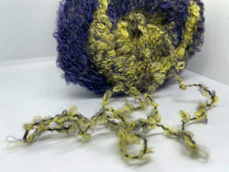 Boucle Fun Cake Yarn 77243 Ice Yarns Purple Green Mohair Bl CenterPull 150g 328y - Image 3 of 4