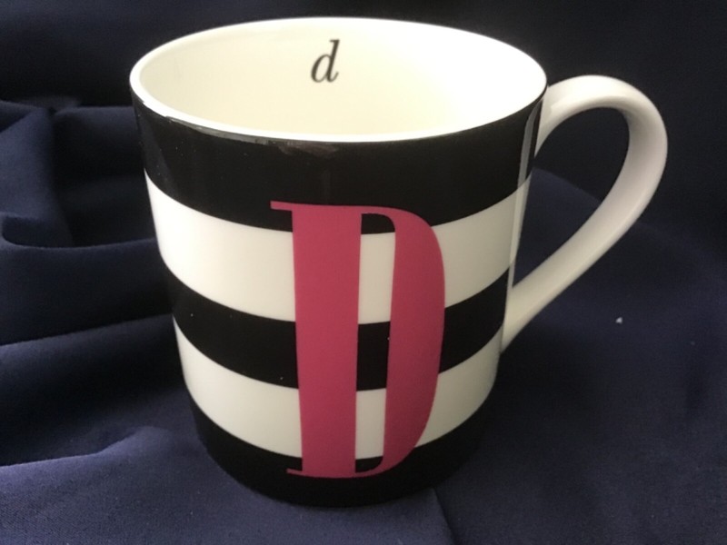 KATE SPADE LENOX red letter day LETTER D mug WICKFORD never used NEW black white