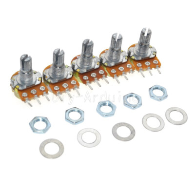 10PCS B20K OHM Linear Taper 15MM Shaft 3 Pin Rotary Potentiometer with Nuts