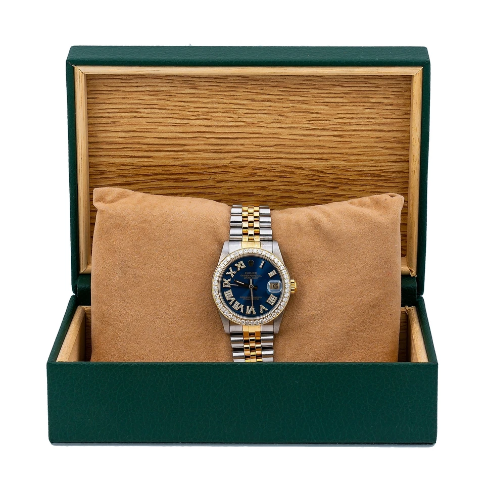 Rolex Datejust 31 мм синий бриллиант римский циферблат и ободок двухцветный юбилей - 68273 - Изображение 4 из 4