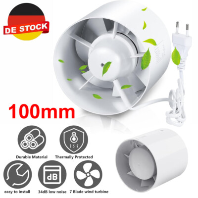 Rohrventilator Vents Küche Rohrlüfter mit Rückstauklappe Silent Abluft 100mm