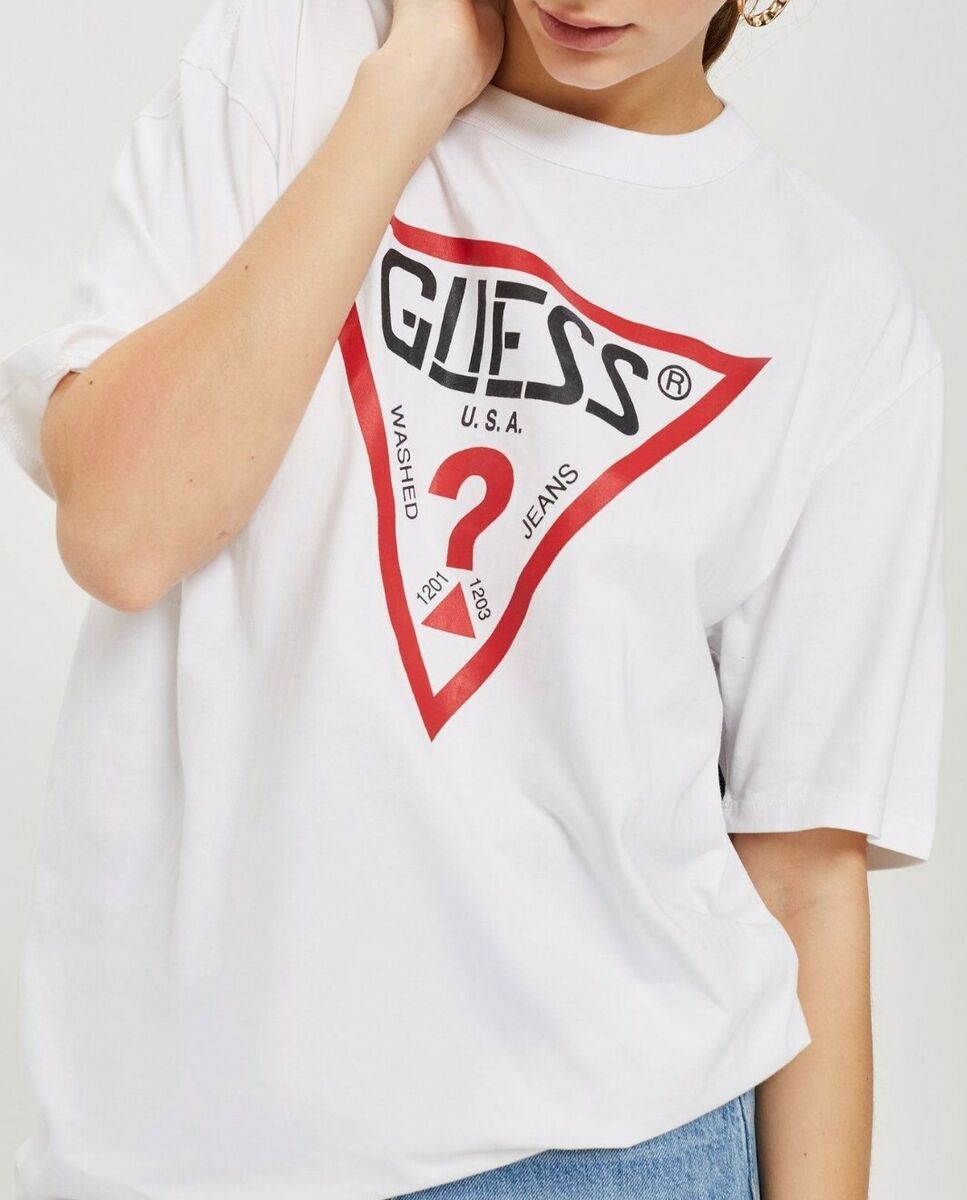 Guess Oversized Logo White Women`s T-shirt | eBay Guess Oversized Logo White Women`s T-shirt | eBay