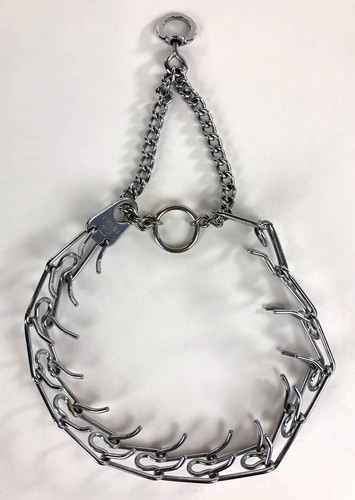 2x dog training choke chain collar adjustable steel metal prong