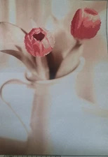 Finished Unframed Cross Stitch 5D Picture Tulips Vase Flowers Gift