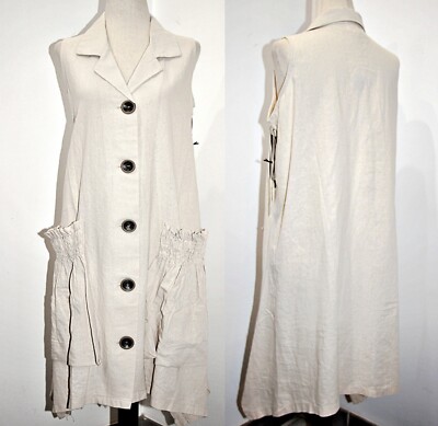 For Cynthia Linen-Blend Sark Bite Hem Shirt Dress w/Patch Ruched