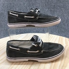 Sperry Shoes Youth 4 M Boys Halyard Casual Boat Sneakers YB45037 Gray Fabric