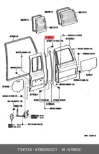 Genuine OE weatherstrip, back door, no.2, 6788260021 for Toyota 67882-60021