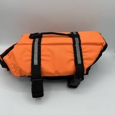 Dog Life Jacket, Reflective  Adjustable Life Vest Size Medium Orange