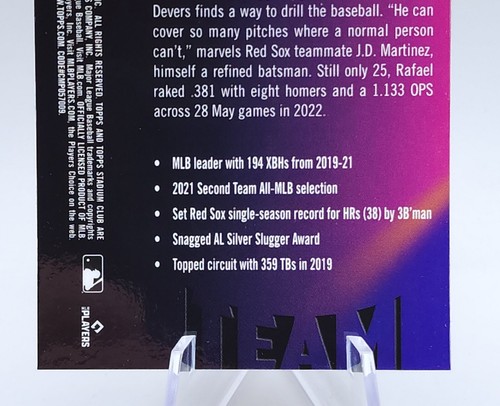 Rafael Devers 2022 Stadium Club rifrattore onda cromata SP Boston Red Sox Topps - Foto 13 di 13