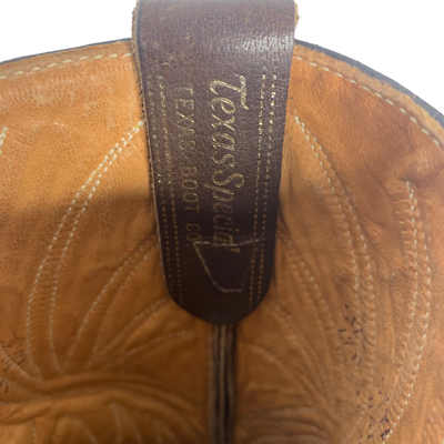 Bottes de cowboy en cuir marron vintage, taille 9,5, bout pointu pour femmes - France