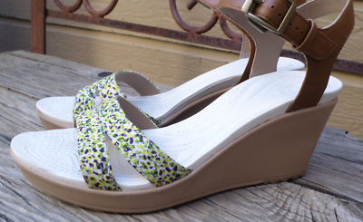 CROCS Leigh ll Ankle Strap Wedge Sandals Women's 10 | eBay
