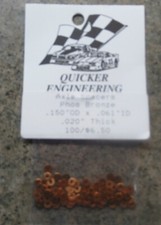 PACKAGE QUICKER ENGINEERING "NEW" AXLE SPACERS PHOS BRONZE .020" 100 