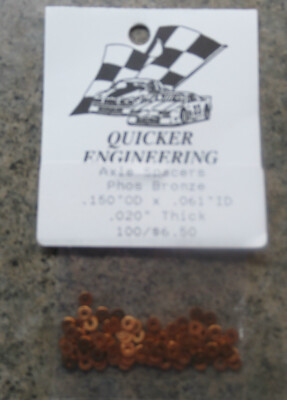 PACKAGE QUICKER ENGINEERING ''NEW'' AXLE SPACERS PHOS BRONZE  .020'' (100)