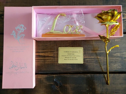 24K Goldfolie Rose mit Echtheitszertifikat & Liebesständer *NEU* - Bild 4 von 6