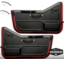 Black Replacement Door Panel + Pull Handles Pair for 1987-95 Jeep Wrangler